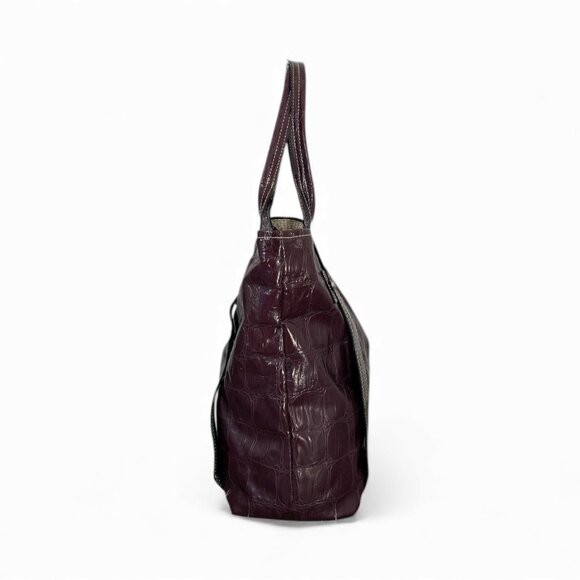 Y2K Guess Croc Embossed Tote Bag | Burgundy Patent Shoulder Bag - Picture 5 of 8
